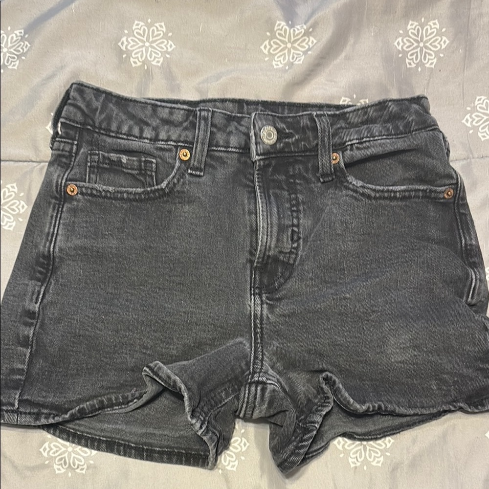 Old Navy Black Jean Shorts High-Waisted Distressed